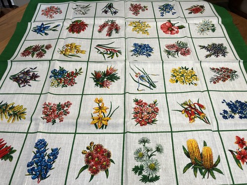 Australian Wildflowers Linen Tablecloth and Tea Towel - Picture 2 of 5