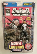 TOY BIZ MARVEL LEGENDS SERIES IV 4 PUNISHER  WAR ZONE  with COMIC BOOK & STAND