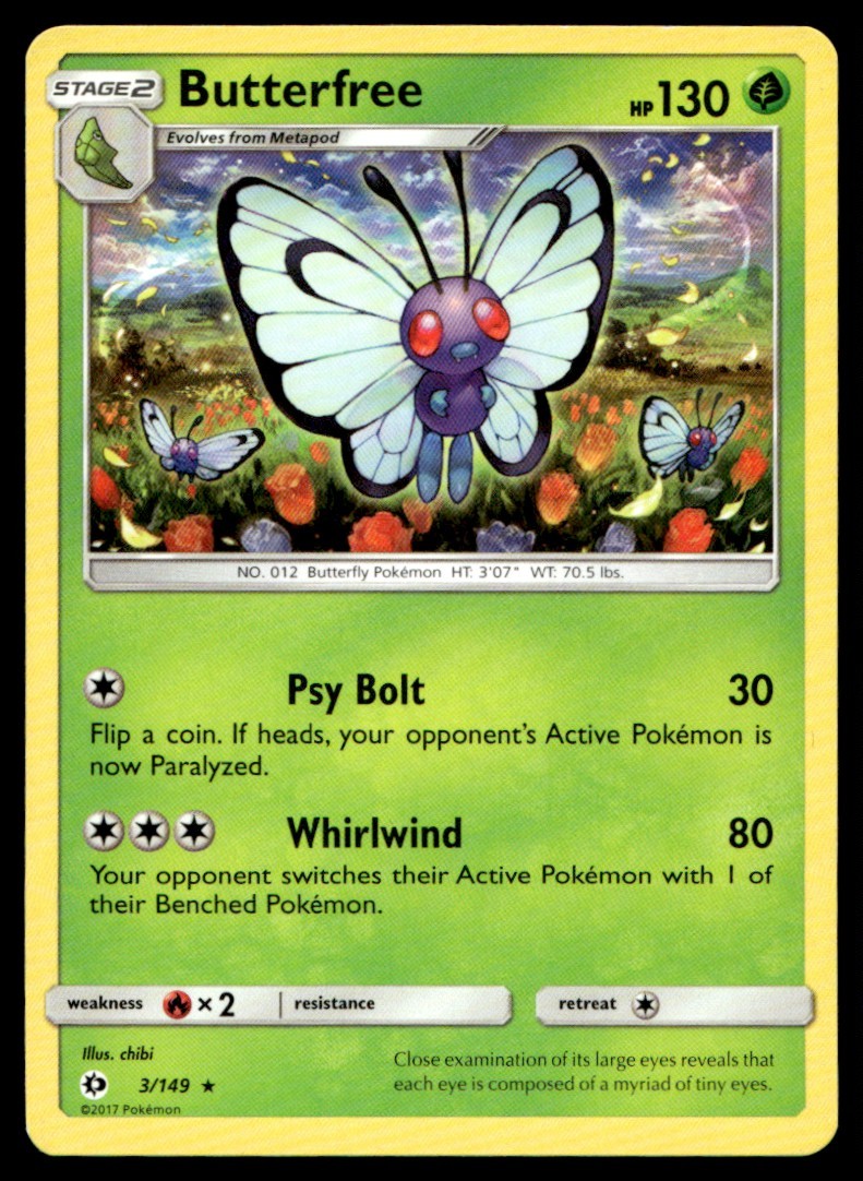 Butterfree 3/149 Rare SM Base Set Pokemon Moderately Played