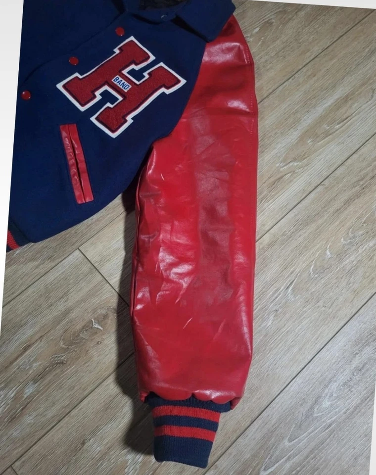 Blouson Teddy Vintage 90s Made in USA Taille S Bleu & Rouge Lone Star Rare !  - Photo 4/4