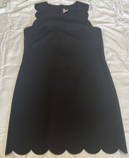J CREW Black Scalloped Neck Hem Sleeveless Short Sheath Dress Sz 4 Womens