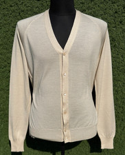 Prada Wool Silk Cardigan Sweater Beige IT 50 Men's V Neck Knit Italy