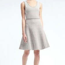 Banana Republic Women Gray Striped Sleeveless Fit & Flare Sweater Dress XS