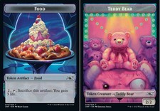 1x Ficha de comida (010) // Oso de peluche (009) - Lámina Magic The Gathering Unfinity casi nueva lámina mágica