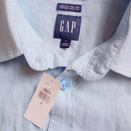 NEW (with tags) GAP Light Blue 100% Linen Long Sleeve Shirt - Size S - Picture 4 of 4