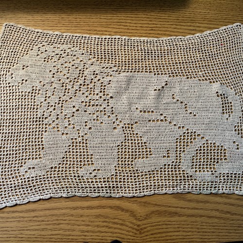 Vintage Crochet Doilie Doily Lion Design - Bild 2 von 7