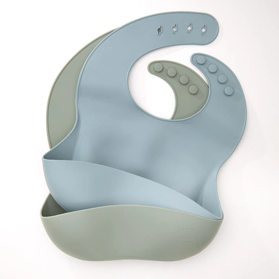 Green Island Baby Bibs 2 Pack - Blue & Green