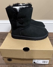 NIB Kids Girls UGG Size 1 Bailey Button II Boot BLK Black