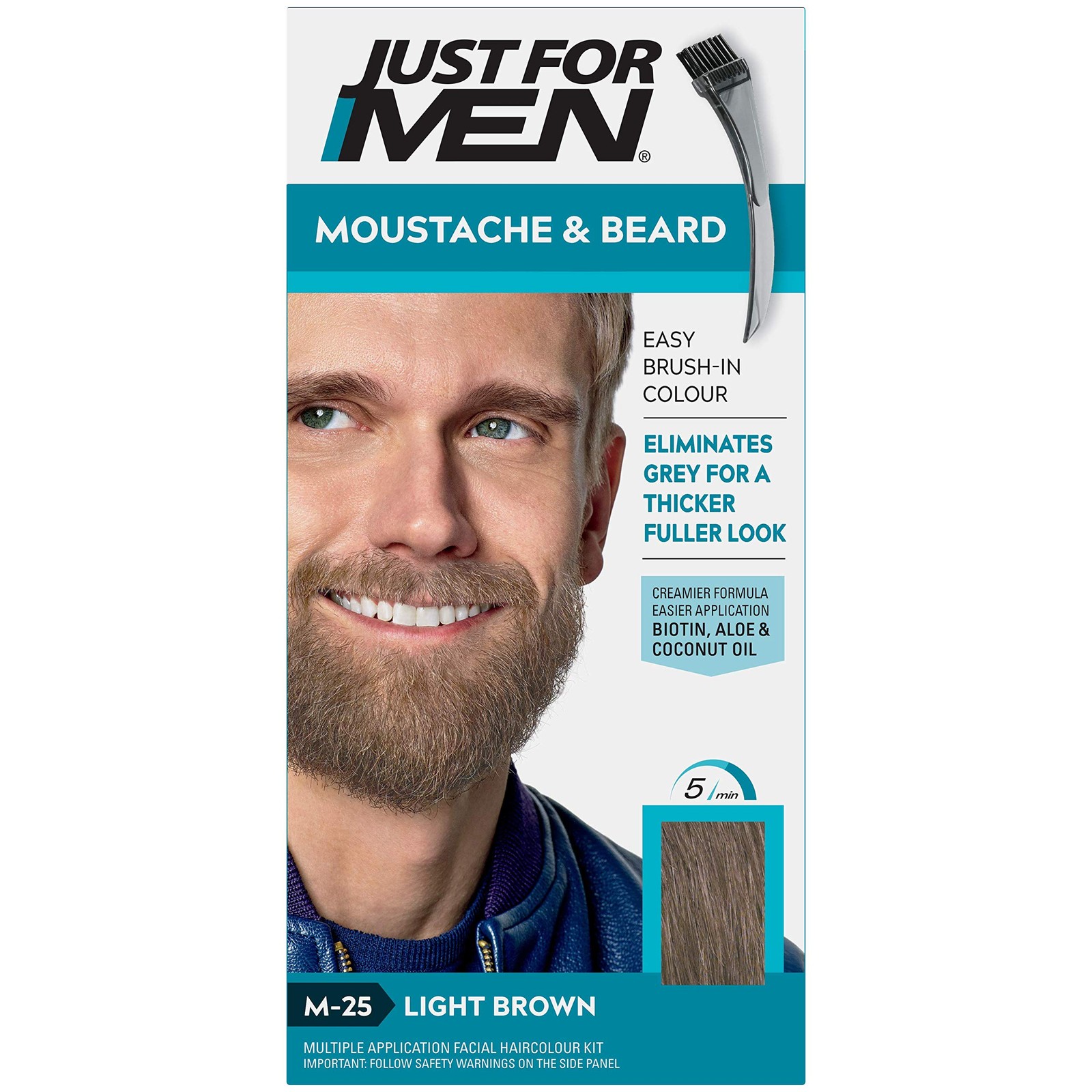 Just For Men Moustache  Beard Light Brown Dye, Eliminates Grey For a Thicker ...