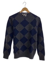 STELLAMcCARTNEY Argyle Crew Neck Knit Sweater (Thick), XS, Wool, Gray, All-Over 