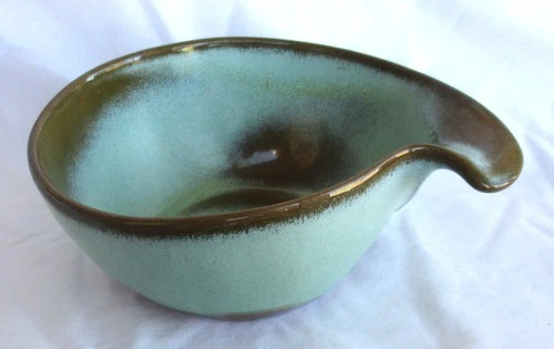 Vintage Frankoma Brand Model 4X Prairie Green Bowl with Spoon Rest