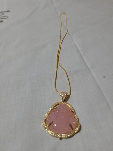 Authentic Jade Ice chalcedony Smiling Buddha Pendant Charm Necklace18K Gold Plated Chain