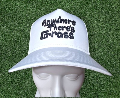 Grass Clippings Anywhere There's Grass Golf Hat Cap Adjustable Snapback White