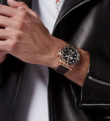 $469 Philipp Plein New Men Auth The $kull Diver Watch Rose Gold Brown PWOAA0322