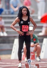 Florence Griffith Joyner USA competes in the preliminary rounds Wo- Old Photo
