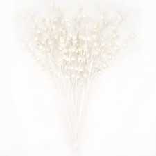 Christmas Berries Picks Set of 12 Xmas Tree Decorations 14inches White Holly ...