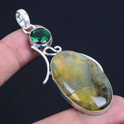 Sonora Sonnenaufgang, Diopsid Edelstein 925 Sterlingsilber Schmuck Anhänger...