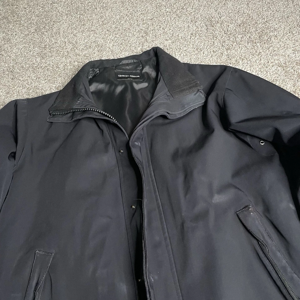 Chaqueta Giorgio Armani Loro Piana Para Hombre 48 XL Negra Sistema Tormenta Viento Lluvia Cremallera Foto 2 de 4