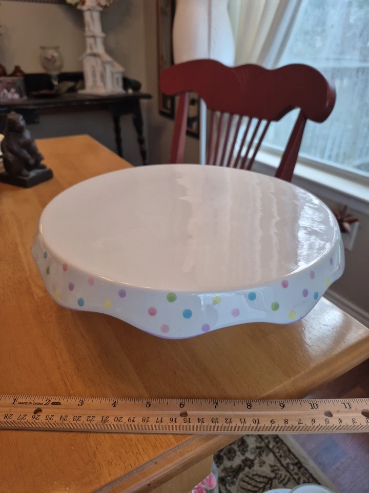 Demdaco 11" Pedestal Prato de Bolo e/ou Chip and Dip Plate Spot of Spring Excelente Estado Usado - Imagem 2 de 4