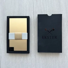 NIB Ekster Gold Aluminum Card Holder Metallic Gold Wallet Men's