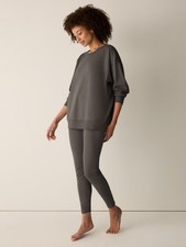 Eileen Fisher Cozy Brushed Terry Hug High-Waisted Leggings, Color: Cobblestone