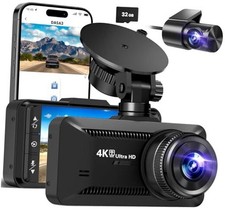 Dash Cam Front and Rear 4K/1080P, Dash Camera for Cars Build in WiFi, Full HD