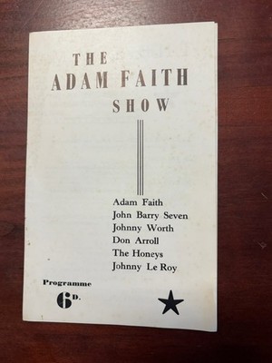 THE ADAM FAITH SHOW PROGRAMME 196O hand signed COMPERE DAVE ARROLL VERY RARE