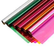 Colored Sheets Cellophane Wrap - 6 Rolls, 17 in x 10 ft, Assorted Colors - Tr...