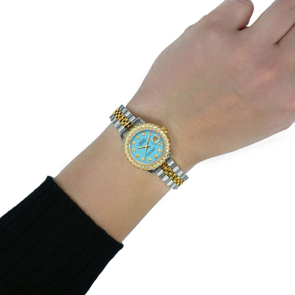 26mm Rolex Datejust 1617 Diamond Bezel Turquoise Dial Steel
