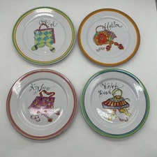 Rosanna Plates Beach Getaway Cities 8" Salad Plate Set of 4 Four