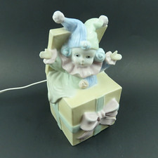 Baby Night Light Porcelain Clown Jack-In-The-Box Ivory, Blue  Pink Pastel Color