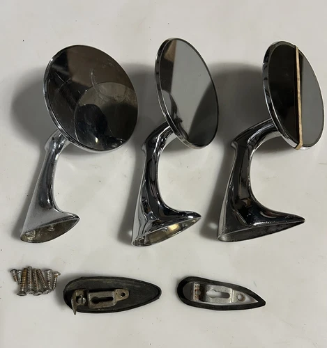 Vintage Hot Rod  Door Edge Peep Mirrors Flat Glass Lens Coupe Sedan 4” Rat Rod