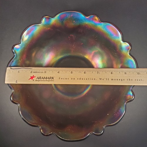 AMETHYST CAMBRIDGE NEAR CUT CARNIVAL GLASS INVERTED STRAWBERRY BERRY BOWL SET 7 - Imagen 13 de 16