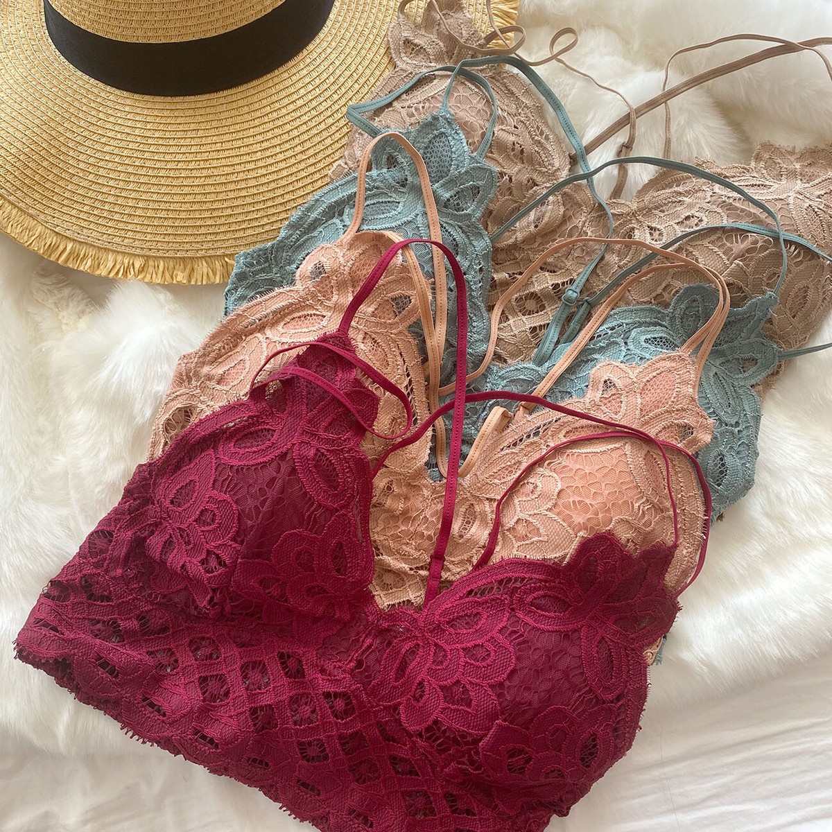 Anemone Women's Sexy Comfortable Lace Wireless Stretch Bra