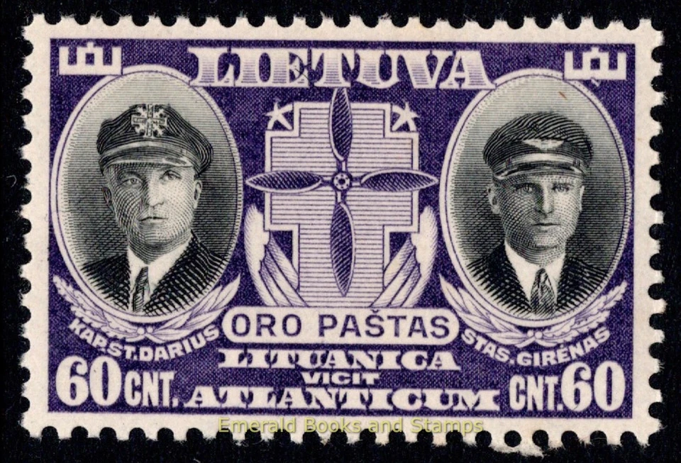 EBS Lithuania 1934 - Aviators Darius and Girenas - Lituanica - Mi. 385-387 MNH** - Image 4 of 4