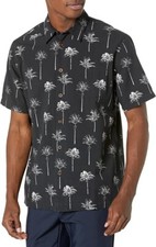 QUIKSILVER WATERMAN S/S Button Shirt PALM FRIDAY Black Meduim - NWT -LAST ONE