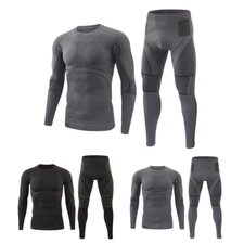 Mens Thermal Underwear Fleece Base Layer Top & Bottom Set Insulated Long Johns