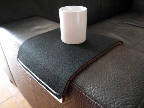 Slinky Wooden Couch Side Table with Washable Felt Cover Gray - Sofa Tray - Picture 5 of 6