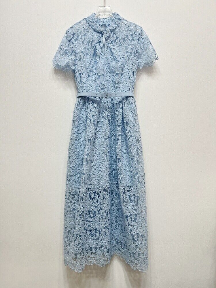 self-portrait - Blue Lace Keyhole Midi Dress - UK 10