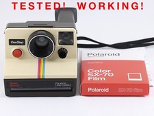 Vintage Polaroid SX-70 OneStep White Rainbow Stripe Sears Special Camera  Film