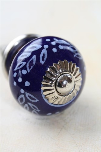 Pomo para muebles Tirador para muebles Pomos para muebles Cerámica Pomos para muebles Tiradores Azul oscuro Blanco - Imagen 19 de 27