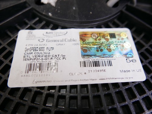 General Cable - 2133495E - 1,000 Spool of CAT5e, Gray, 24 awg. - GenSPEED 5000 - Picture 4 of 6