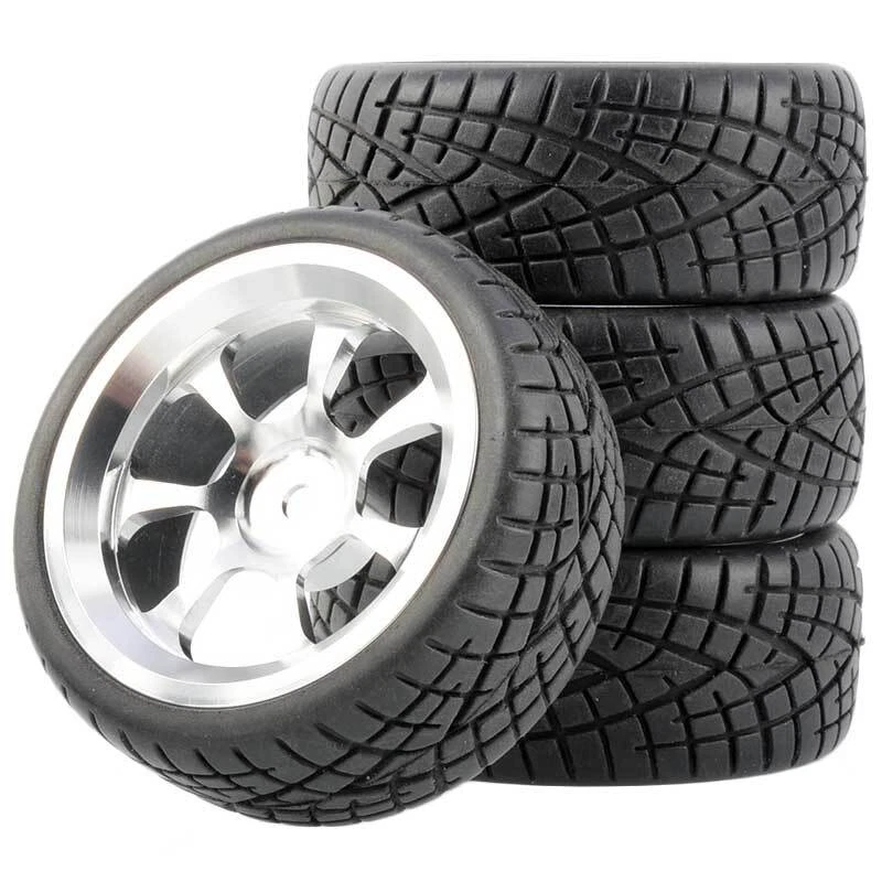 1/10 Onroad Rc Car Alloy Wheels Rubber Tires For Traxxas 4tec Kyosho Fazer - Image 2 of 4
