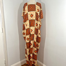 Handmade Kaftan Maxi Dress Womens OS Orange Rayon Caftan Kimono Beachy
