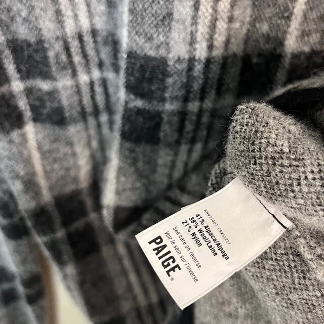 Suéter Paige Mujer Pequeño Pullover Alpaca Gris Negro Cuadros Cuello Redondo Top Foto 4 de 4