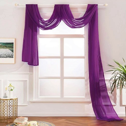 "BUFANDA TRANSPARENTE PARA VENTANA VELO CORTINA CORTINAS CENEFA 37""X216" - Imagen 6 de 33