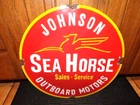 VINTAGE 24” JOHNSON SEAHORSE OUTBOARD BOAT MOTOR SIGN PORCELAIN MARINE metal WOW