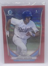 2014 Bowman Draft Chrome CDP130 Jared Walker Red Wave /25 LA Dodgers
