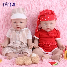 IVITA 17" Boy and Girl Reborn Baby Full Body Floppy Silicone Touch Kids Gift