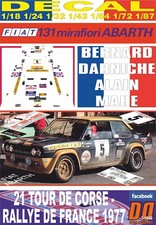 DECAL FIAT 131 ABARTH B.DARNICHE TOUR DE CORSE 1977 WINNER (08)